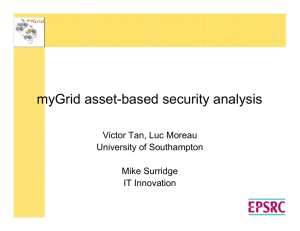 myGrid asset-based security analysis Victor Tan, Luc Moreau University of Southampton Mike Surridge