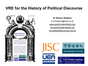 VRE for the History of Political Discourse Dr Simon Hodson  www.earlymoderntexts.org