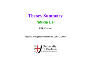 Theory Summary Patricia Ball IPPP, Durham 1st LHCb Upgrade Workshop, Jan 12 2007