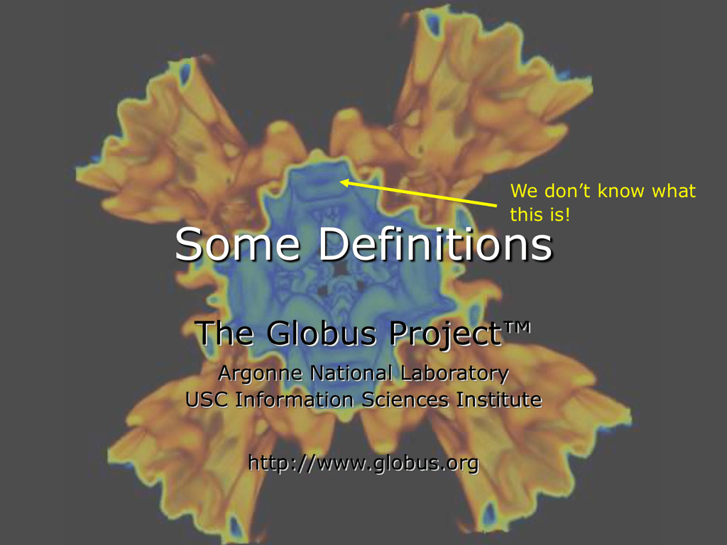 Some Definitions The Globus Project Argonne National Laboratory Usc Information Sciences Institute