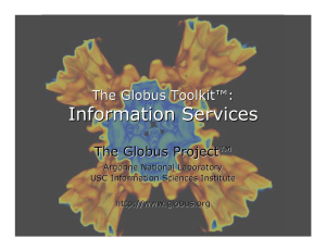 Information Services The Globus Toolkit™: The Globus Project™ Argonne National Laboratory