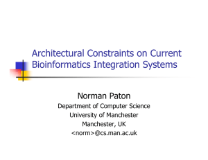 Architectural Constraints on Current Bioinformatics Integration Systems Norman Paton Department of Computer Science