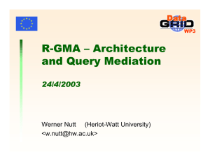 R-GMA – Architecture and Query Mediation 24/4/2003