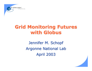 Grid Monitoring Futures with Globus Jennifer M. Schopf Argonne National Lab