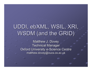 UDDI, ebXML , WSIL, XRI, WSDM (and the GRID)