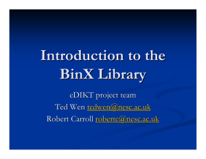 Introduction to the BinX Library eDIKT project team Ted Wen