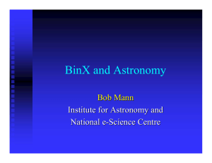 BinX and Astronomy Bob Mann Institute for Astronomy and National e