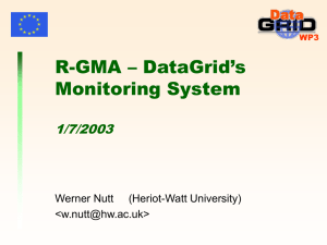R-GMA – DataGrid’s Monitoring System 1/7/2003