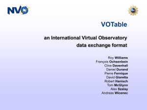 VOTable an International Virtual Observatory data exchange format Williams