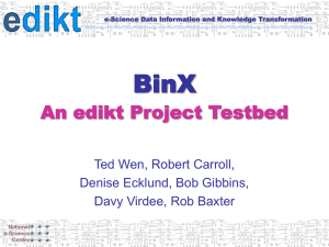 BinX An edikt Project Testbed Ted Wen, Robert Carroll, Denise Ecklund, Bob Gibbins,
