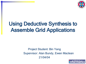 Using Deductive Synthesis to Assemble Grid Applications Project Student: Bin Yang