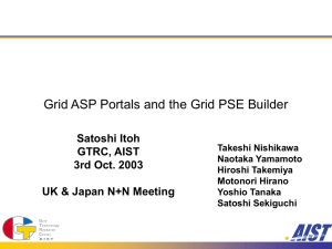 Grid ASP Portals and the Grid PSE Builder Satoshi Itoh GTRC, AIST
