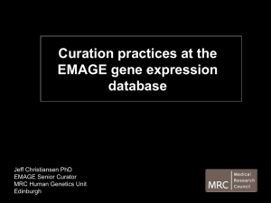 Curation practices at the EMAGE gene expression database Jeff Christiansen PhD