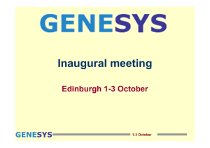 Inaugural meeting Edinburgh 1-3 October 1-3 October