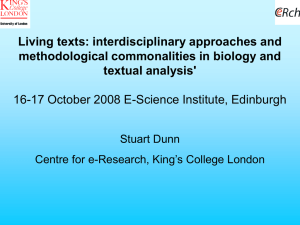 Living texts: interdisciplinary approaches and methodological commonalities in biology and textual analysis'