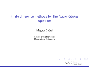 Finite difference methods for the Navier-Stokes equations NAIS Magnus Sv¨