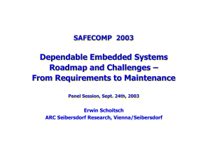 Dependable Embedded Systems Roadmap and Challenges – From Requirements to Maintenance