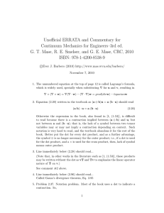 Unofficial ERRATA and Commentary for Continuum Mechanics for Engineers–3rd ed.