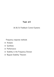 Topic  #3 16.30/31 Feedback Control Systems Frequency response methods •	 Analysis