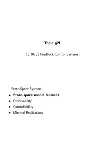 Topic  #9 16.30/31 Feedback Control Systems State-Space Systems