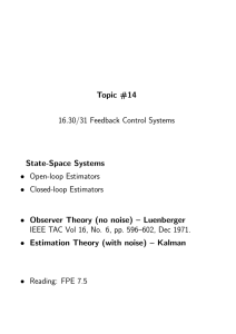 Topic  #14 16.30/31 Feedback Control Systems State-Space  Systems