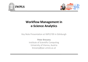 Workflow Management in  e‐Science Analytics