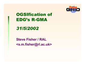 OGSIfication of EDG’s R-GMA 31/5/2002 Steve Fisher / RAL