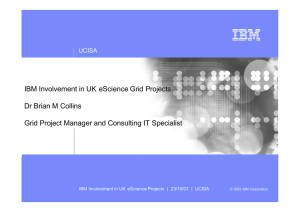 IBM Involvement in UK eScience Grid Projects Dr Brian M Collins