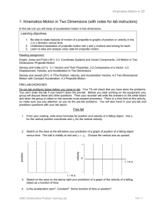 1. Kinematics-Motion in Two Dimensions (with notes for lab instructors)