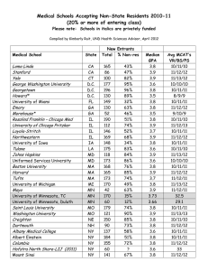 Medical Schools Accepting Non-State Residents 2010-11