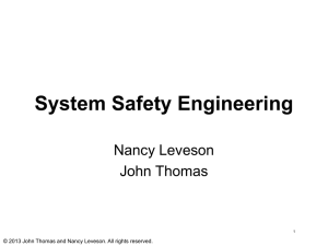 System Safety Engineering Nancy Leveson John Thomas