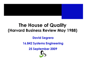 The House of Quality (Harvard Business Review May 1988) David Segrera