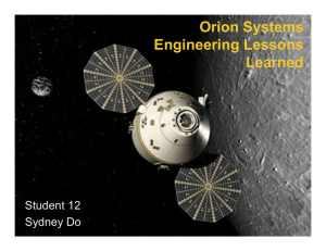 Orion Systems Engineering Lessons Learned Student 12
