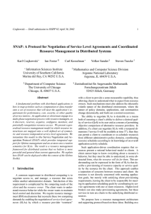 SNAP: A Protocol for Negotiation of Service Level Agreements and... Resource Management in Distributed Systems