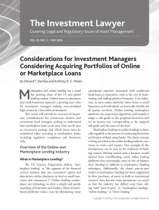 M The Investment Lawyer Considerations for Investment Managers Considering Acquiring Portfolios of Online