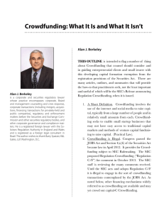 Crowdfunding: What It Is and What It Isn’t Alan J. Berkeley