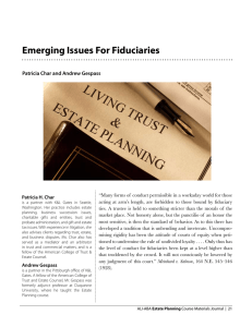 Emerging Issues For Fiduciaries Patricia Char and Andrew Gespass