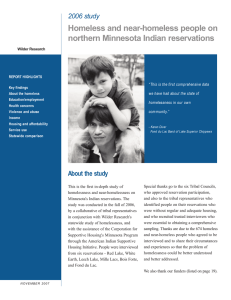 Homeless and near-homeless people on northern Minnesota Indian reservations 2006 study