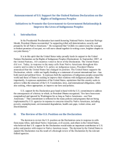 Announcement of U.S. Support for the United Nations Declaration on... Rights of Indigenous Peoples Initiatives to Promote the Government-to-Government Relationship &amp;