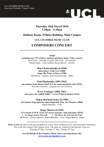 COMPOSERS CONCERT Thursday 18th March 2010 5.30pm – 6.30pm