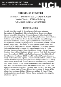 CHRISTMAS CONCERT Tuesday 11 December 2007, 5.30pm-6.30pm North Cloister, Wilkins Building