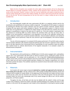 Gas Chromatography-Mass Spectrometry Lab I    Chem 443