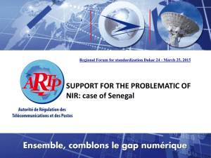 SUPPORT FOR THE PROBLEMATIC OF NIR: case of Senegal PRIMHASTU