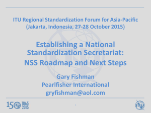 Establishing a National Standardization Secretariat: NSS Roadmap and Next Steps