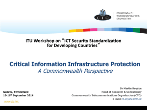 A Commonwealth Perspective Critical Information Infrastructure Protection ITU Workshop on for Developing Countries