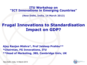 Frugal Innovations to Standardisation Impact on GDP? ITU Workshop on
