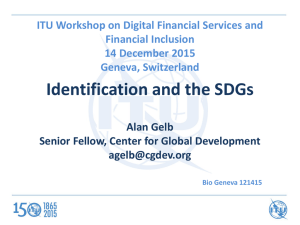 Identification and the SDGs ITU Workshop on Digital Financial Services and