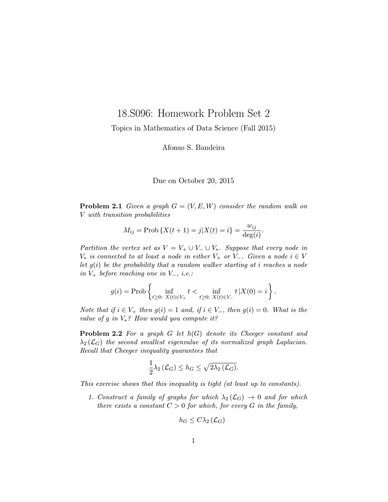 18 S096 Homework Problem Set 2 Afonso S Bandeira