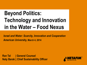 Beyond Politics: Technology and Innovation in the Water – Food Nexus