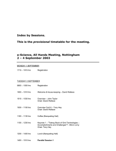 Index by Sessions. provisional e-Science, All Hands Meeting, Nottingham